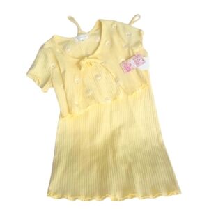 NWT btween 2pc Yellow Floral Daisy Scalloped Ribbed Dress Girls SZ 8